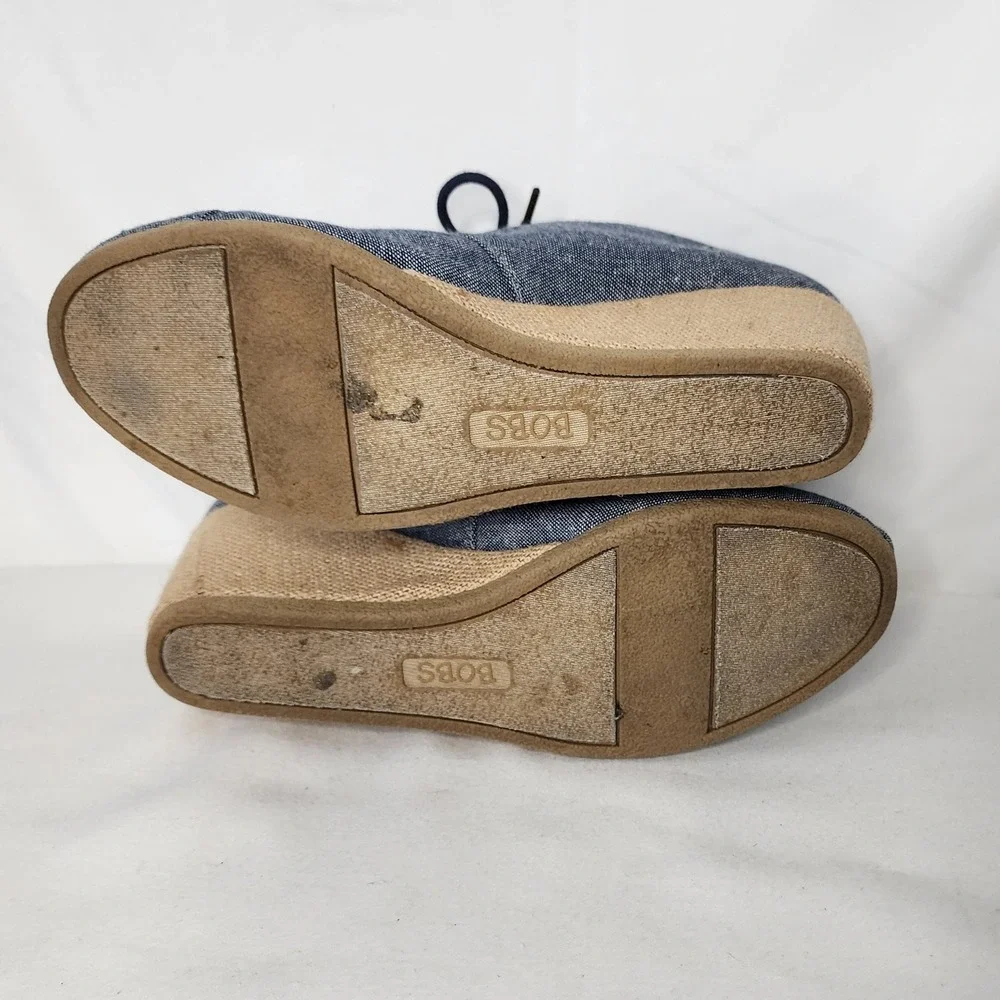 BOBS by Skechers Denim Wedge Ankle Boots Women's Size 9 Lace Up Casual - Picture 6 of 6